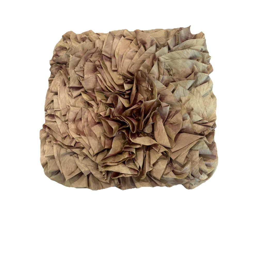 Pier 1 Satin 12" Ruffle Square Gold Iridescent Ruffled Throw Pillow Cover